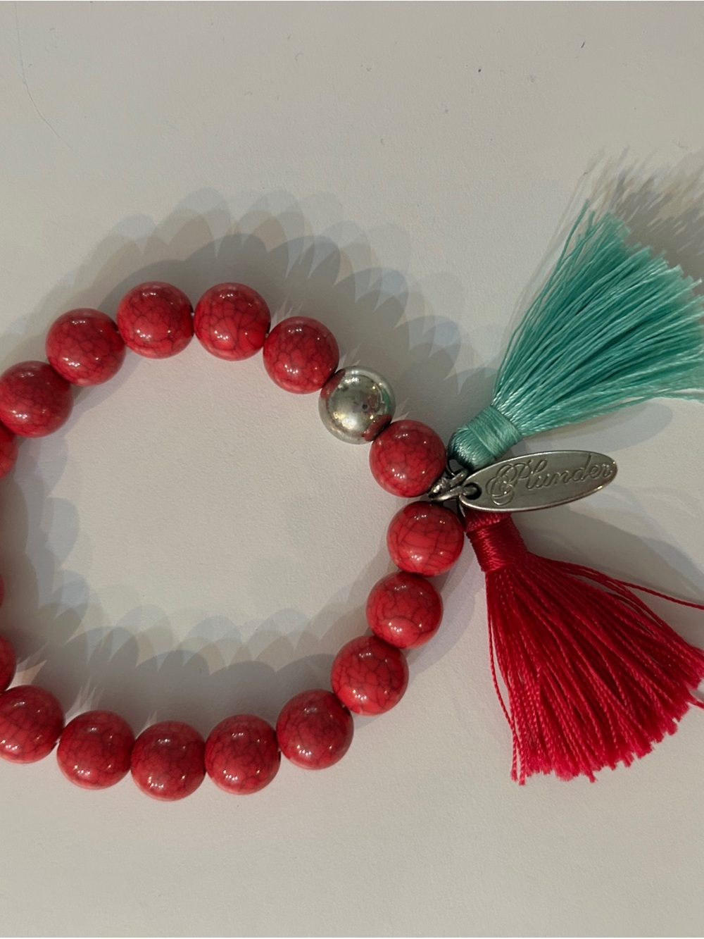Plunder Hot Pink Beaded Bracelet w/ Tassels